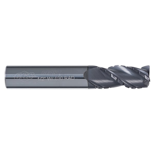 Cgs Tool The Beast Roughing End Mill 3Fl 1/2"Dia 1"Loc 3"Oal W/.030" Radius W/Altin CR1318-ALTiN - main